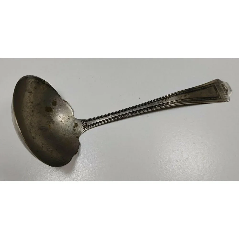 Sheffield Flatware Silverware Large English Silverplate Fiddlers Thread Ladle